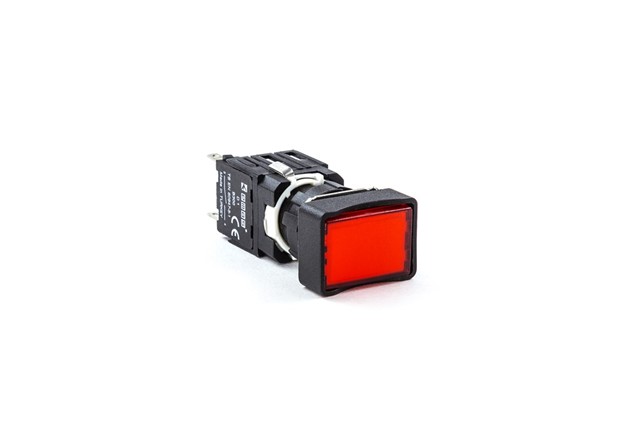 D Series Plastic 1NO Spring Rectangular Flush Red 16 mm Control Unit